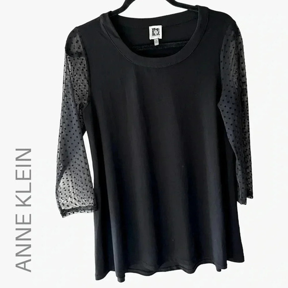 ANNE KLEIN | NWOT | LONG SLEEVED BLACK TUNIC | SIZE MEDIUM - Picture 1 of 8